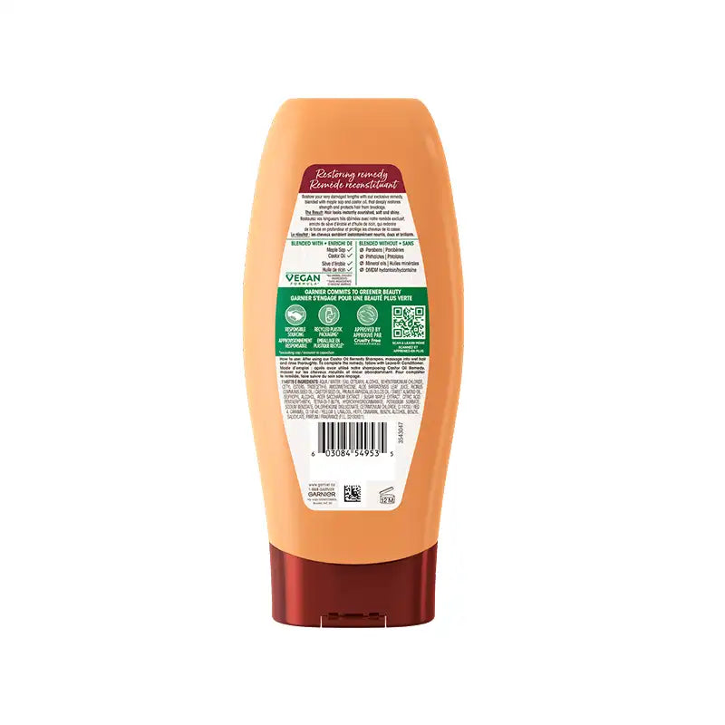Garnier Whole Blends Castor Oil Castor Oil Remedy Conditioner, 370 mL