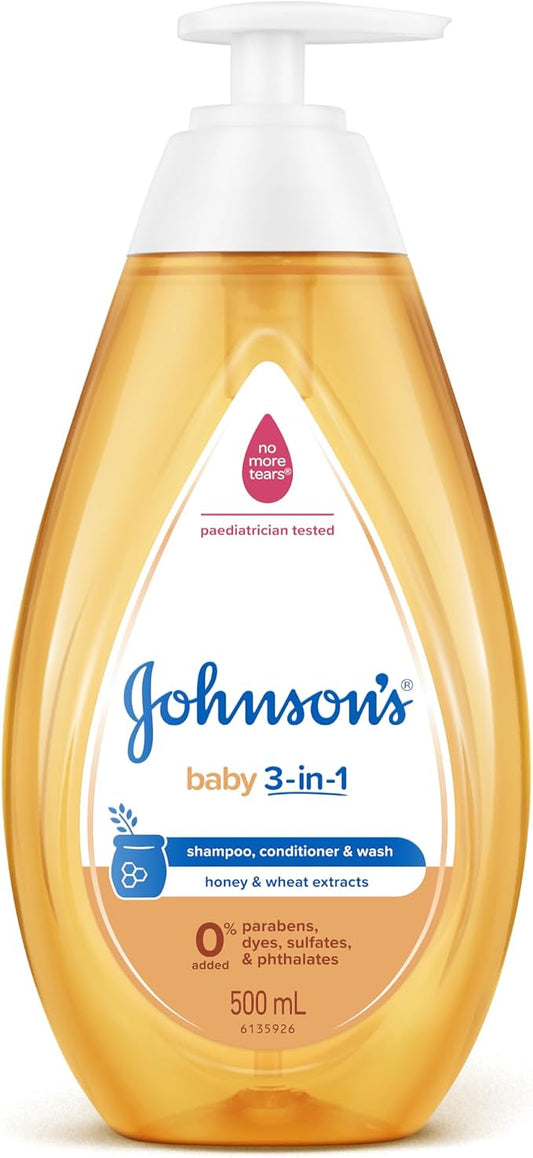 Johnson's Baby 3 in 1 Gentle Tear-Free Shampoo, Conditioner & Wash 500ml