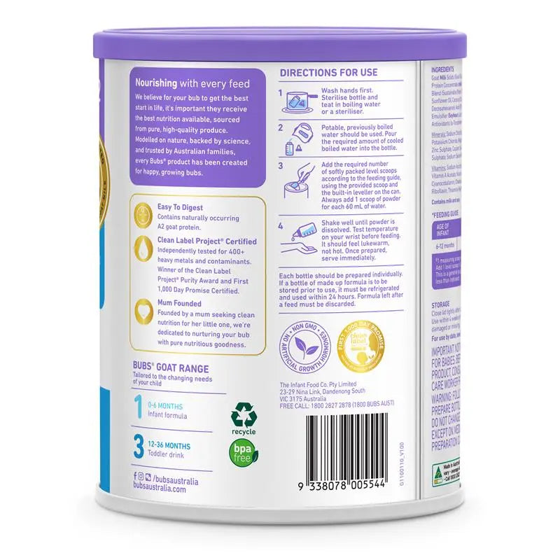 Bubs Easy Digest Goat Milk Powder (6 to 12 months) 800g
