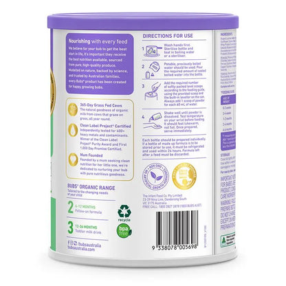 Bubs Organic Cow Milk Powder (6 to 12 months) 800g
