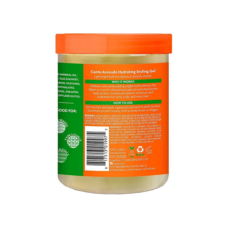 Cantu Avocado Hydrating Hair Gel With Avocado Oil And Shea Butter 524g