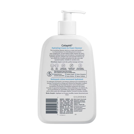 Cetaphil Hydrating Cream-to-Foam Cleanser 473ml