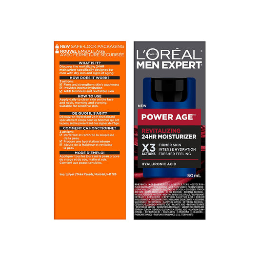 L'Oreal Paris Men Expert Power Age Collection 24hr Face Moisturizer - Hyaluronic Acid 50ml