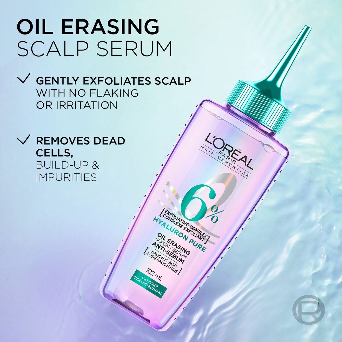 L'Oreal Paris Hair Expertise Hyaluron Pure Oil Erasing Scalp Serum with Salicylic Acid, 102ml