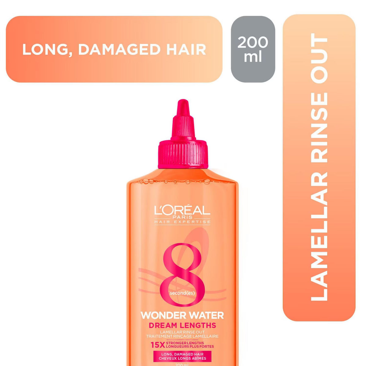 L'Oreal Paris Hair expertise Dream Lengths Wonder Water, Lamellar Rinse Out Treatment, 200ml