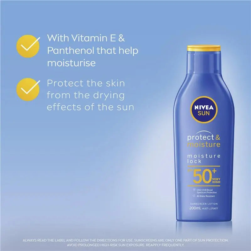 NIVEA Sun Protect & Moisture Moisture Lock SPF50+ Sunscreen 200mL