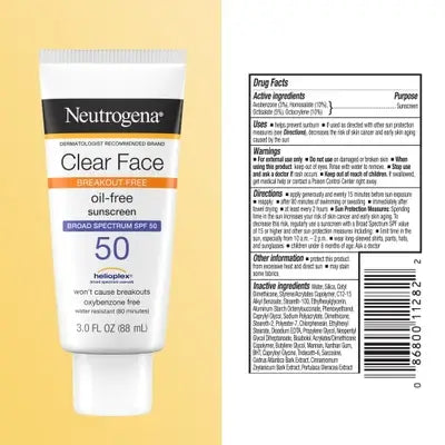 Neutrogena Clear Face Sunscreen Lotion SPF50 88 ml