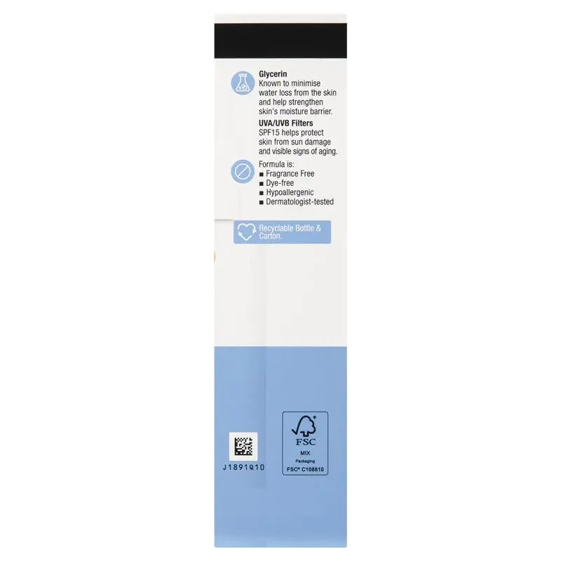 A tall, narrow product box shown against a plain white background. The packaging is primarily white with a light blue lower section and a black band at the top.