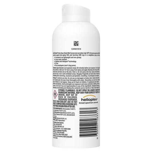 Neutrogena Ultra Sheer Body Mist SPF 50 Sunscreen Spray 140g